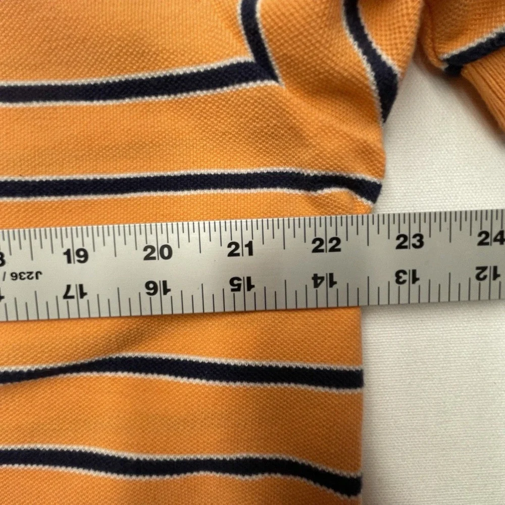 Vintage Polo Ralph Lauren Polo Large Orange‎ & Blue Striped Short Sleeve Flaw